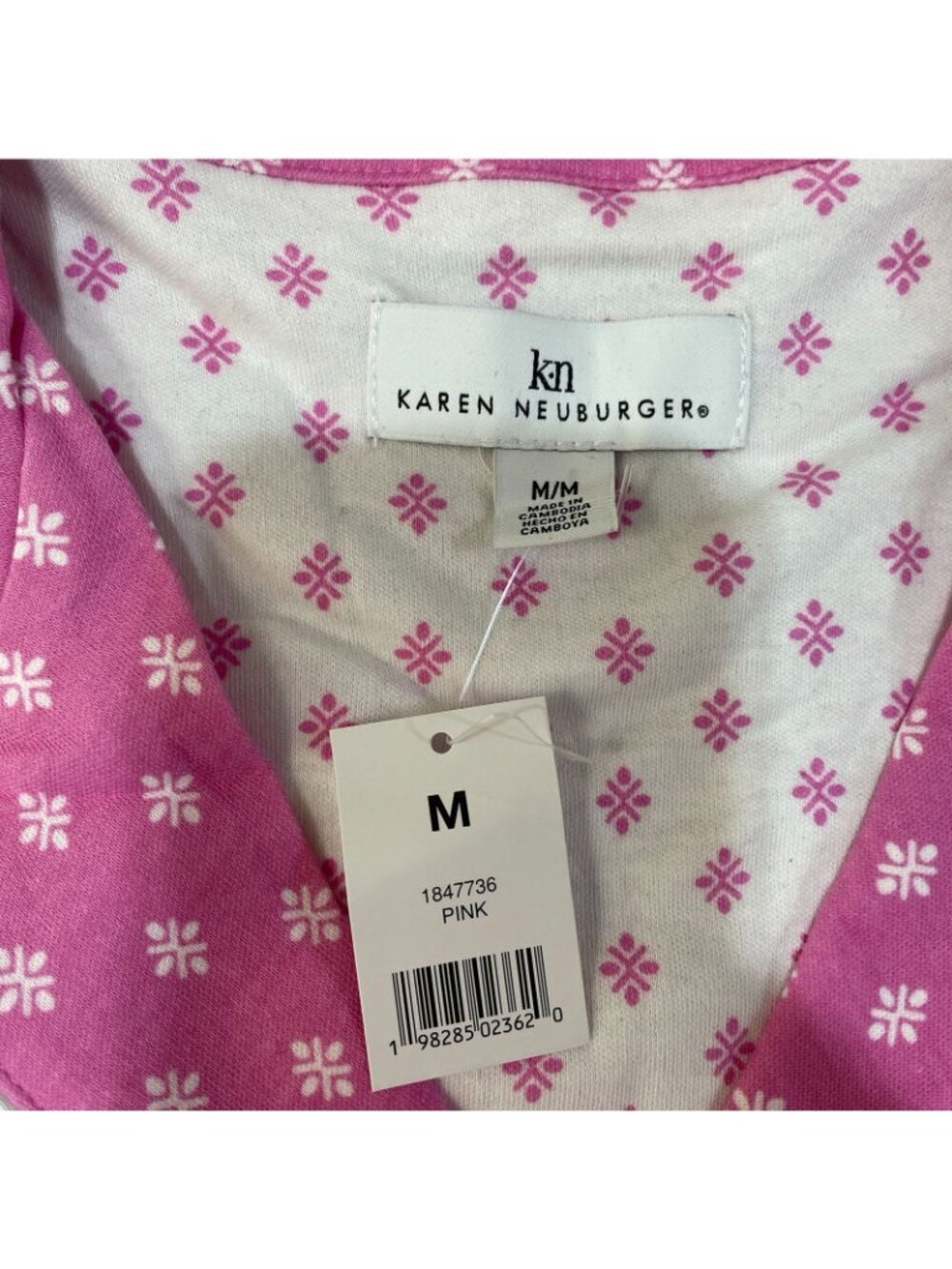 NWT Karen Neuburger Women's M Pajama Set Pink 2-Piece Cotton Blend H2125 - Picture 10 of 13